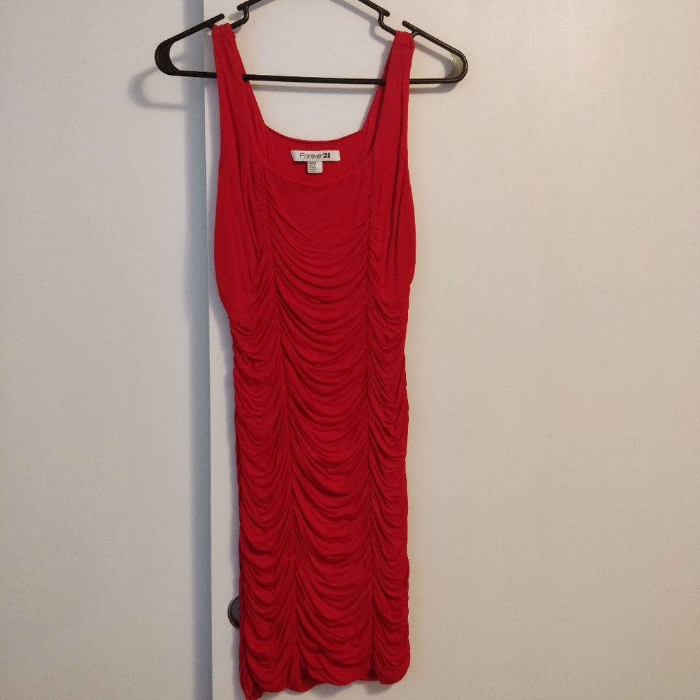 Cherry red ruched dress